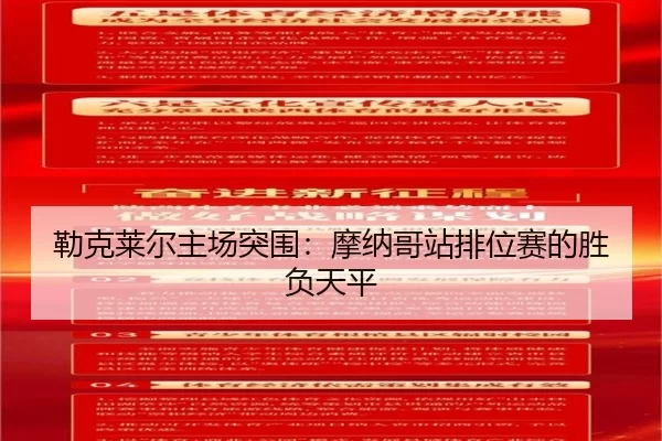勒克莱尔主场突围：摩纳哥站排位赛的胜负天平